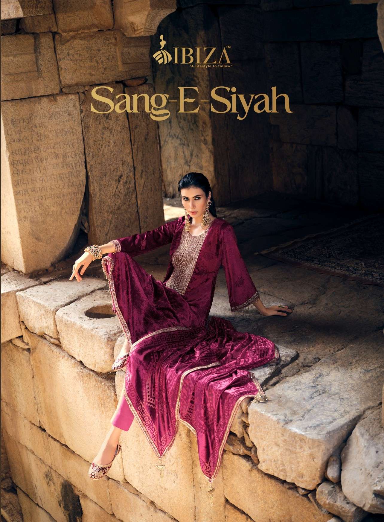 IBIZA SANG E SIYAH PREMIUM VELVET COLLECTION HANDWORK SUIT FOR WINTER WEAR RESELLER