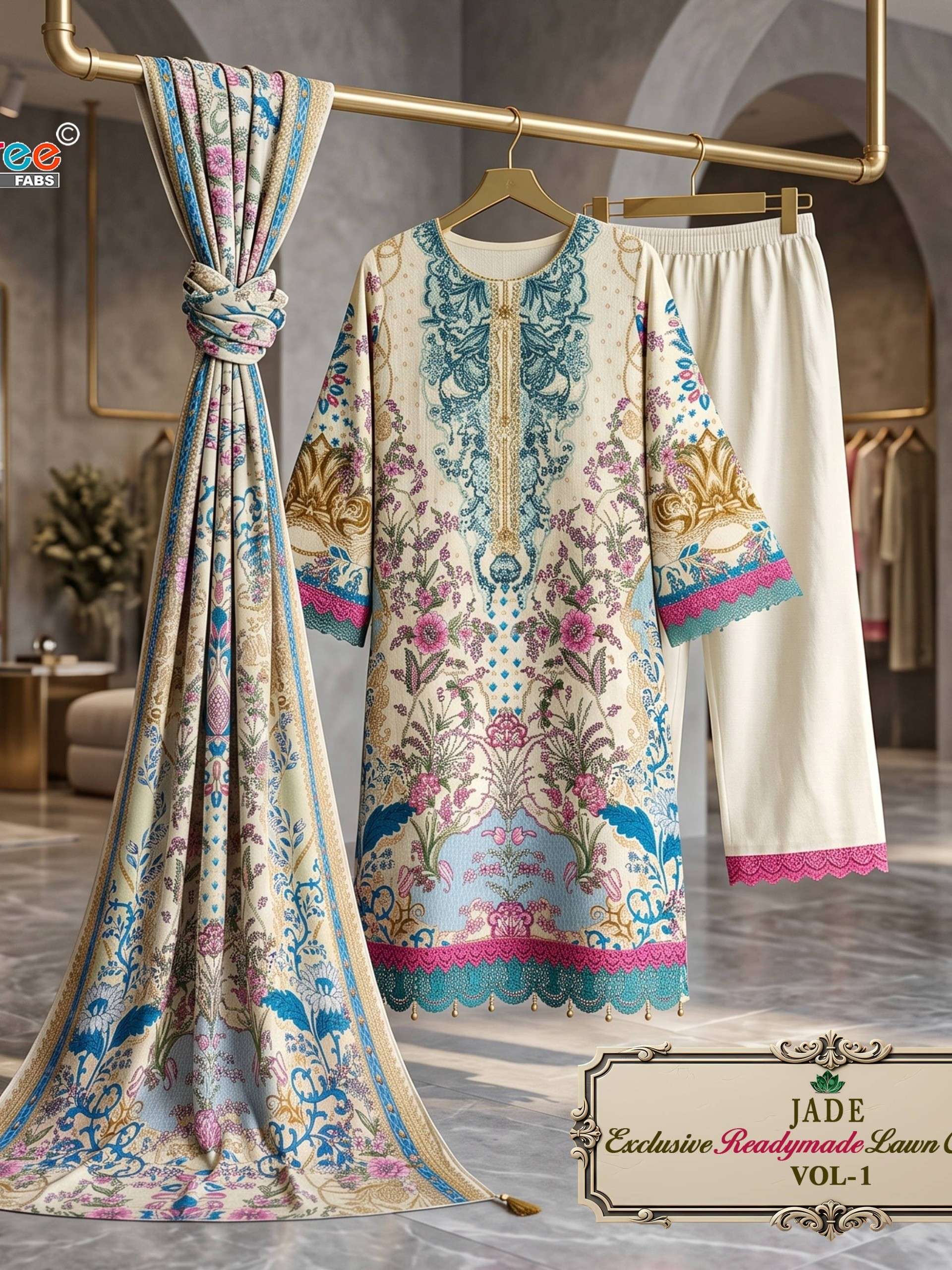 JADE EXCLUSIVE LAWN COLLECTION VOL 1 READYMADE COLLECTION COTTON STITCHED SUPPLIER SHOP