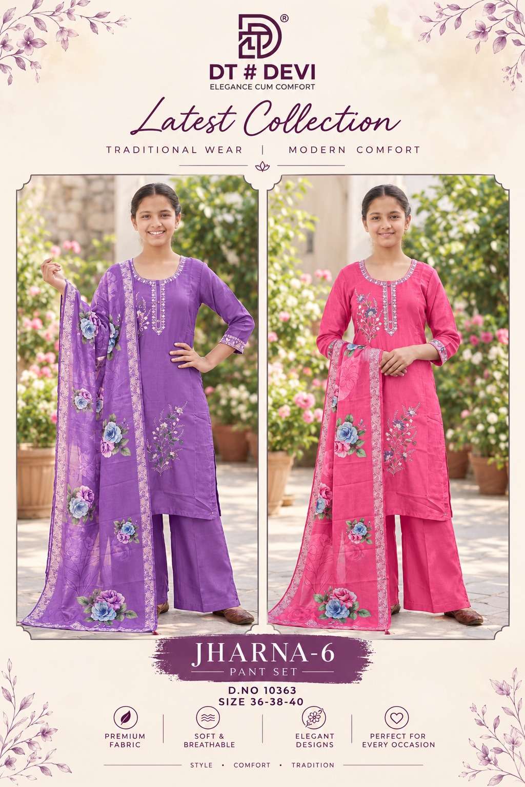 JHARNA VOL 10363 6 PANT SET HANDWORK SUIT FOR WOMEN THE CONTEMPORARY DESI ATELIER