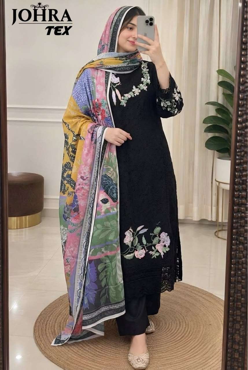 JOHRA TEX JT 205 COTTON EMBROIDERY BLACK PAKISTANI DRESS GENERATIONAL TRADITIONAL CRAFT