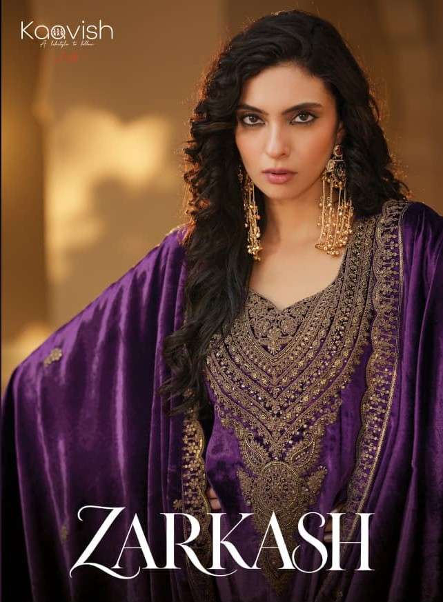 KAAVISH ZARKASH VALVET WITH CODDING BEADS WORK SUIT IN WINTER SEASON SUPPLIER SURAT