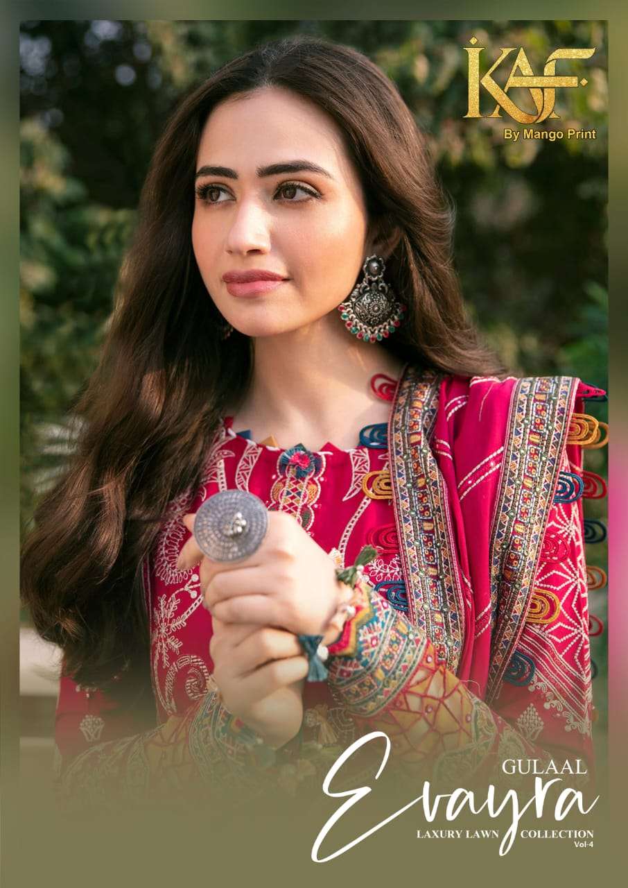 KAF EVAYRA GULAAL VOL 4 PURE COTTON PRINT PAKISTANI ACTRESS SUIT FOR WOMEN EID AND WEDDING 