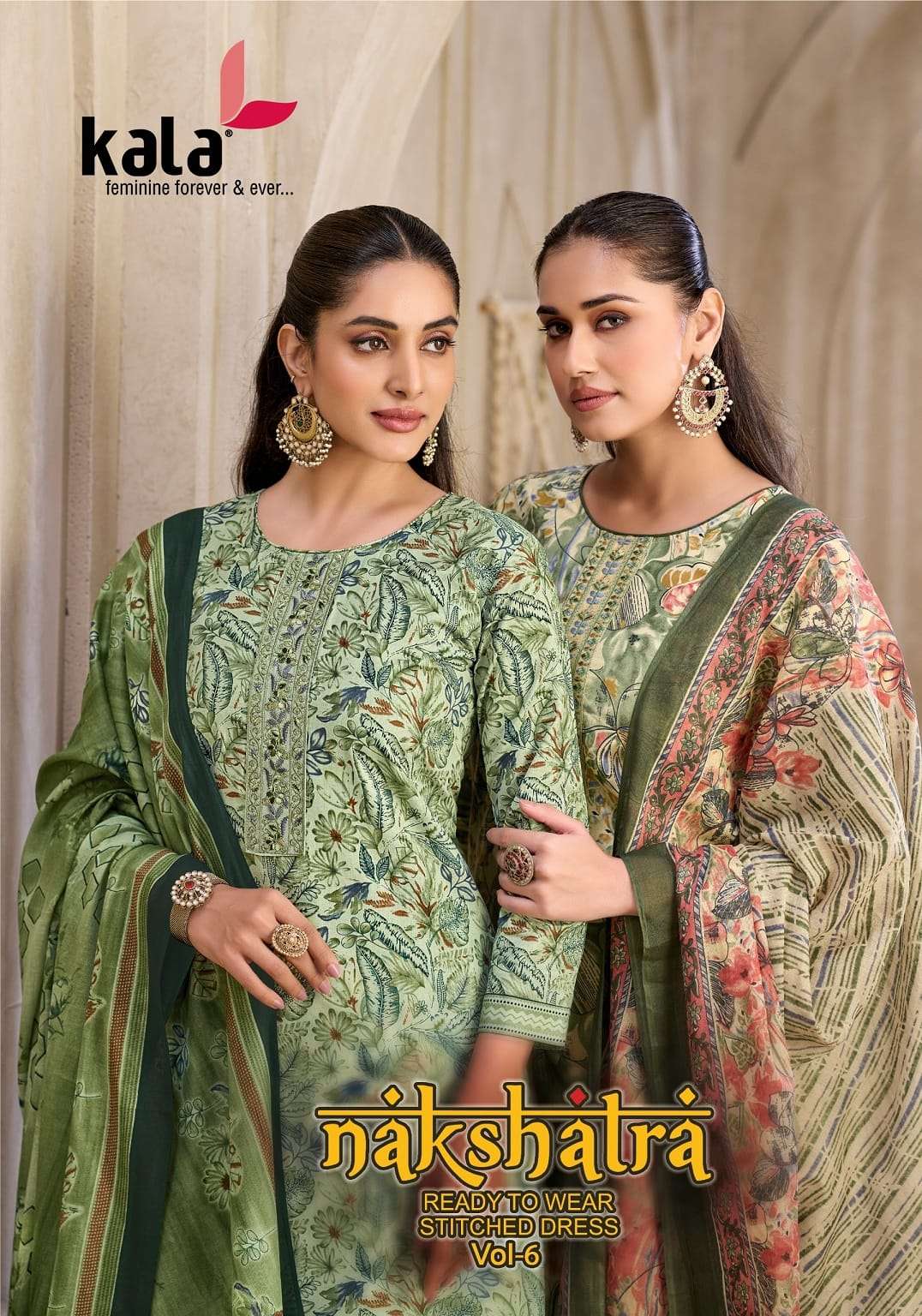 KALA NAKSHATRA VOL 6 SUMMER DAILY COTTON EMBROIDERY LACE ON NECK SUIT WHOLESALER