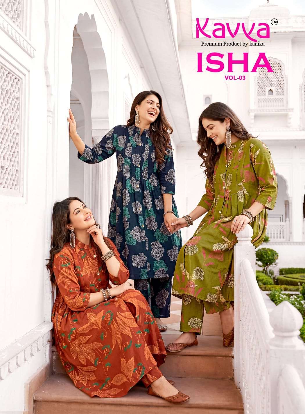 KAVYA ISHA VOL 3 TOP STITCHED PLEATS & CHINESE COLLAR AND POCKET CORD SET DAILY ROUTINE