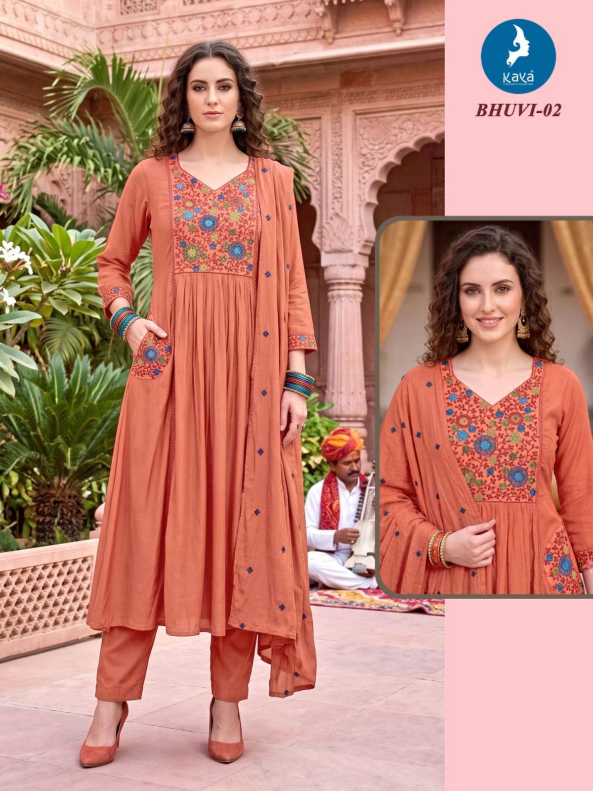 KAYA KURTI BHUVI MULL CHANDERI ANARKALI CONCEPT 3 PIECE SUIT FOR CLASSIC SUMMER DAILY