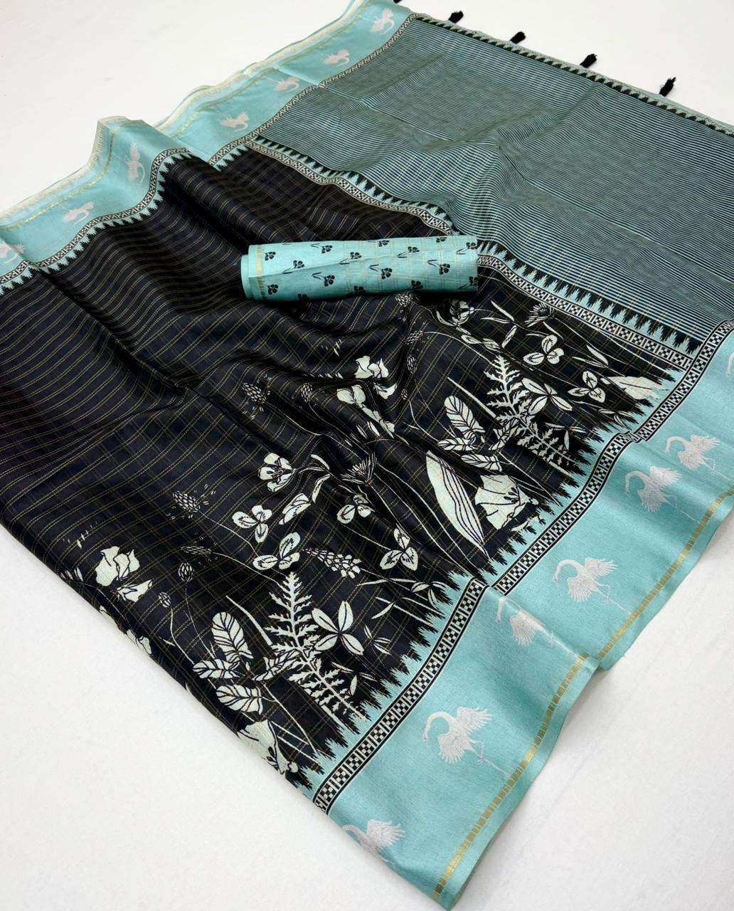 Kazari Series Charvi Tusser made of Soft Tusser fabric Saree reseller in surat