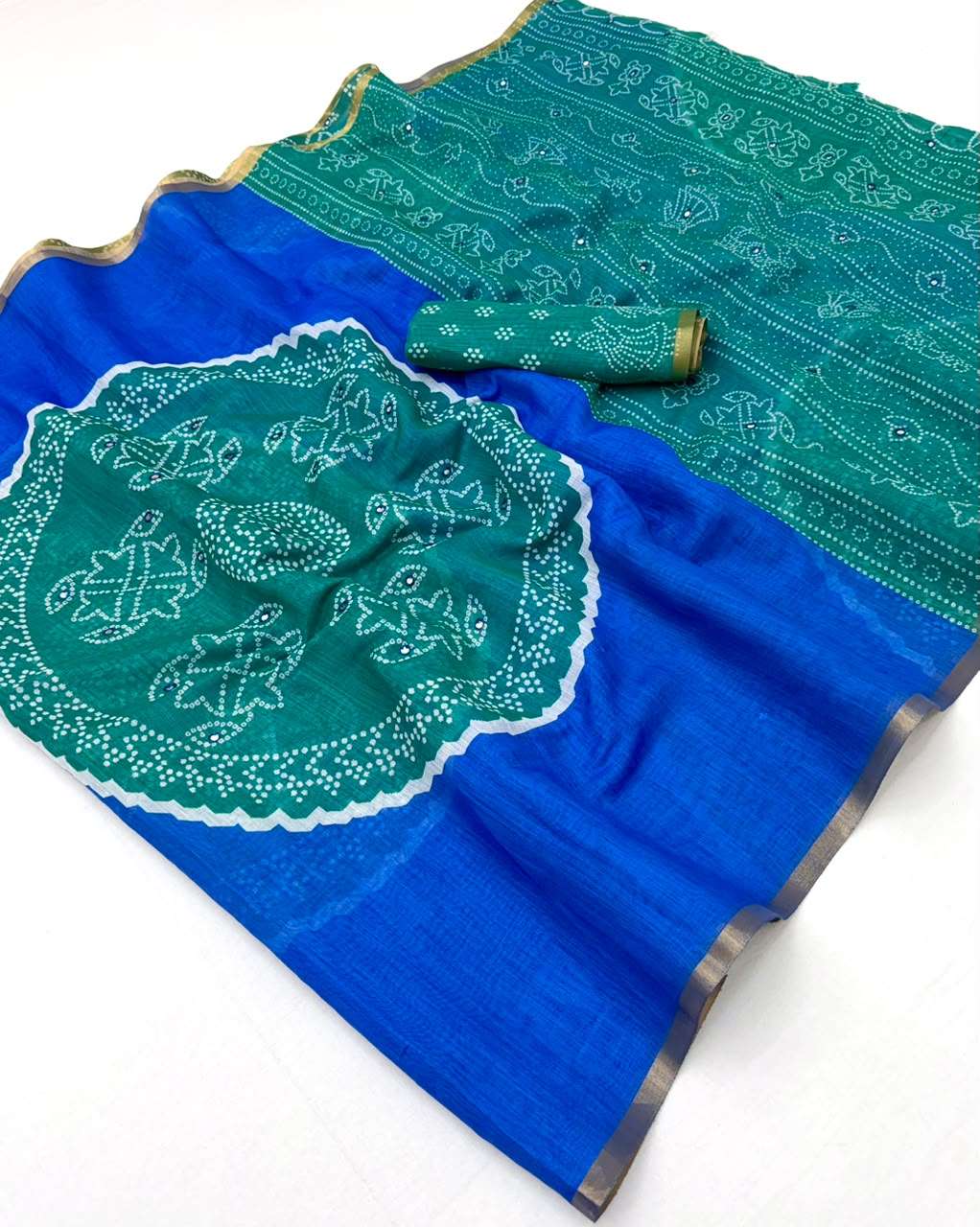 Kazari Series Kakshi Linen Soft and pure Linen fabric with with Mirror work on saree reseller in surat