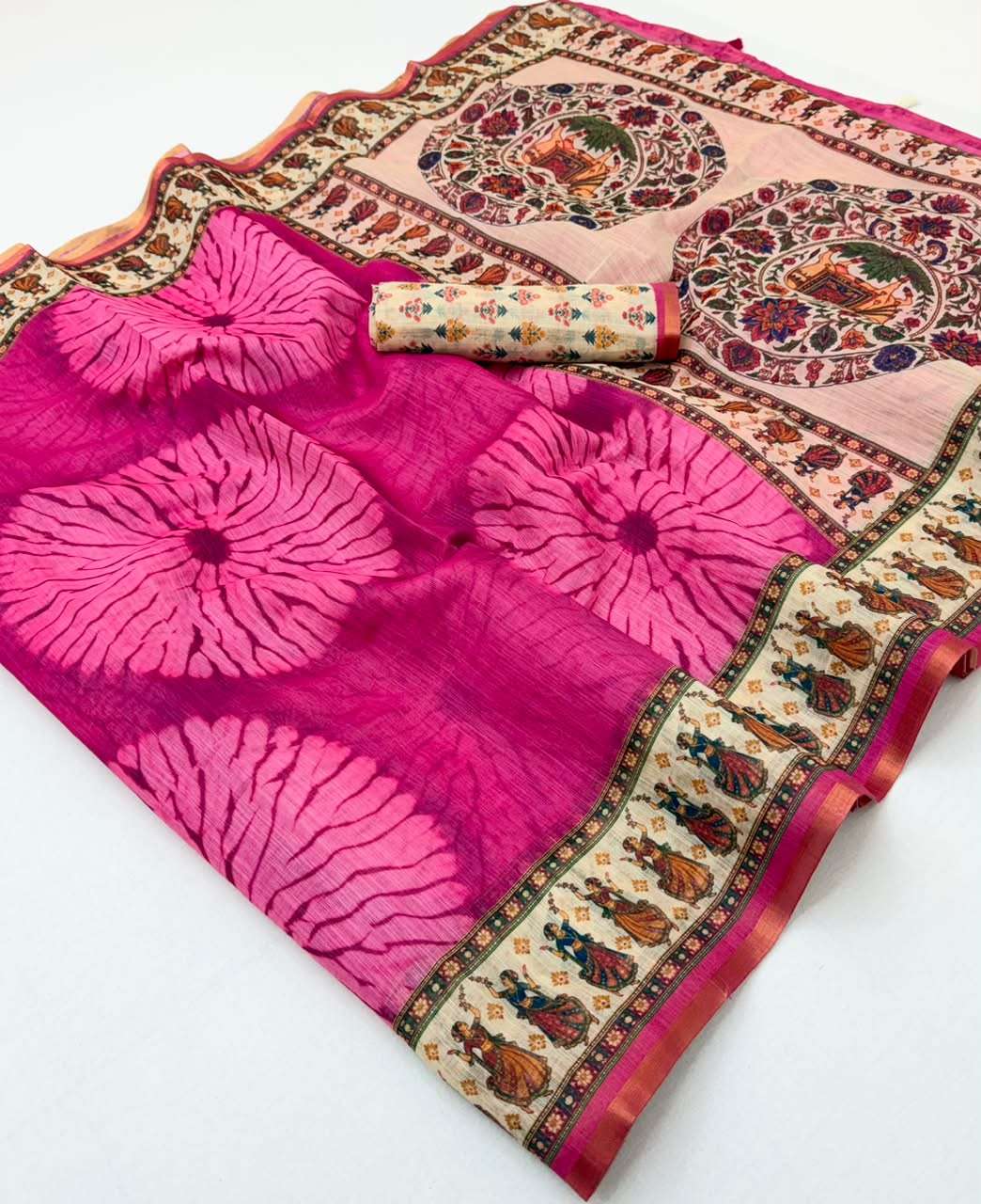 Kazari series Lisha Soft cotton fabric with beautiful digital print on saree wholesale in surat
