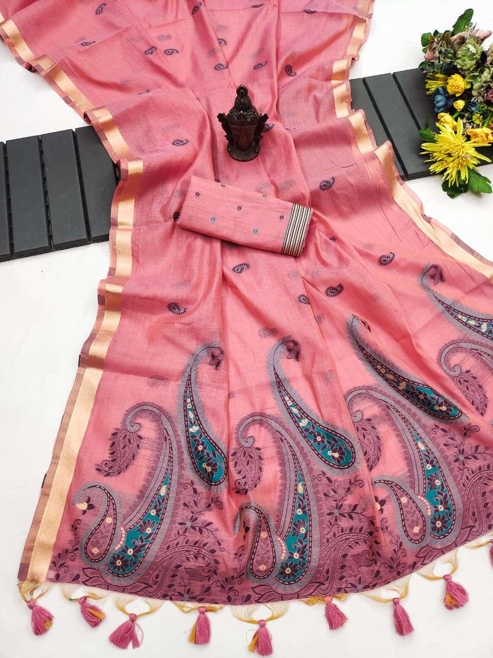 kesar soft munga cotton pure fabric saree reseller in surat