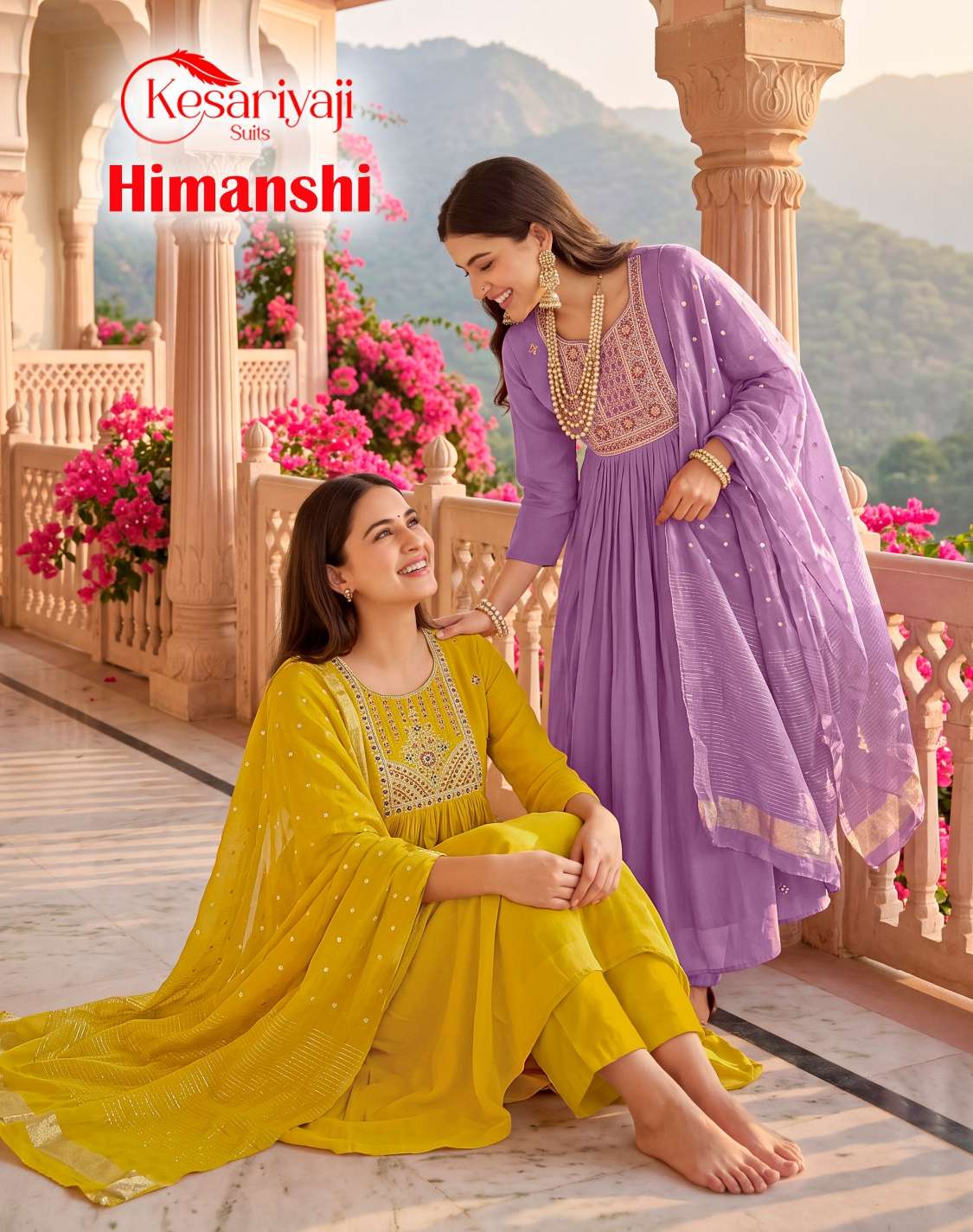 KESHRIYAJI HIMANSHI VOL 1 COLLAR FABRICS HAND WORK SALWAR SUIT SHADI AND FESTIVE WEAR