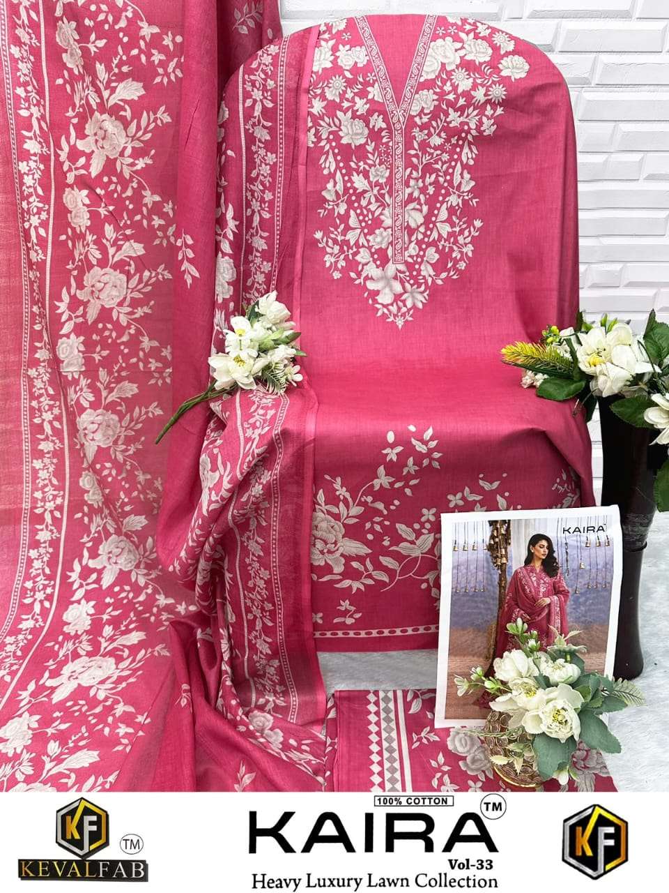 KEVAL FAB KAIRA VOL 33 LAWN PREMIUM DAILY WEAR PAKISTANI COTTON SUIT WHOLESALER