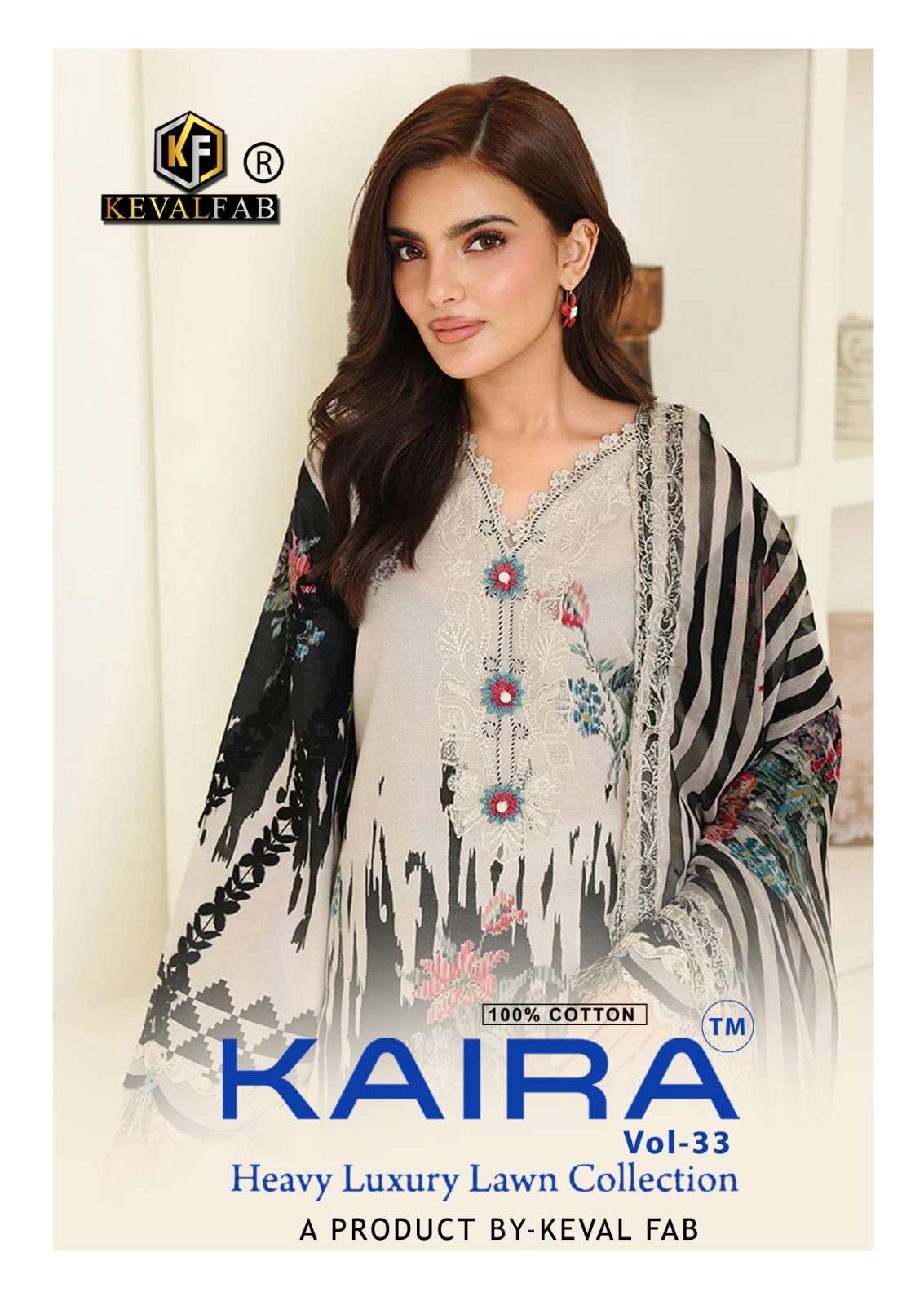 KEVAL FAB KAIRA VOL 33 LAWN PREMIUM DAILY WEAR PAKISTANI COTTON SUIT WHOLESALER