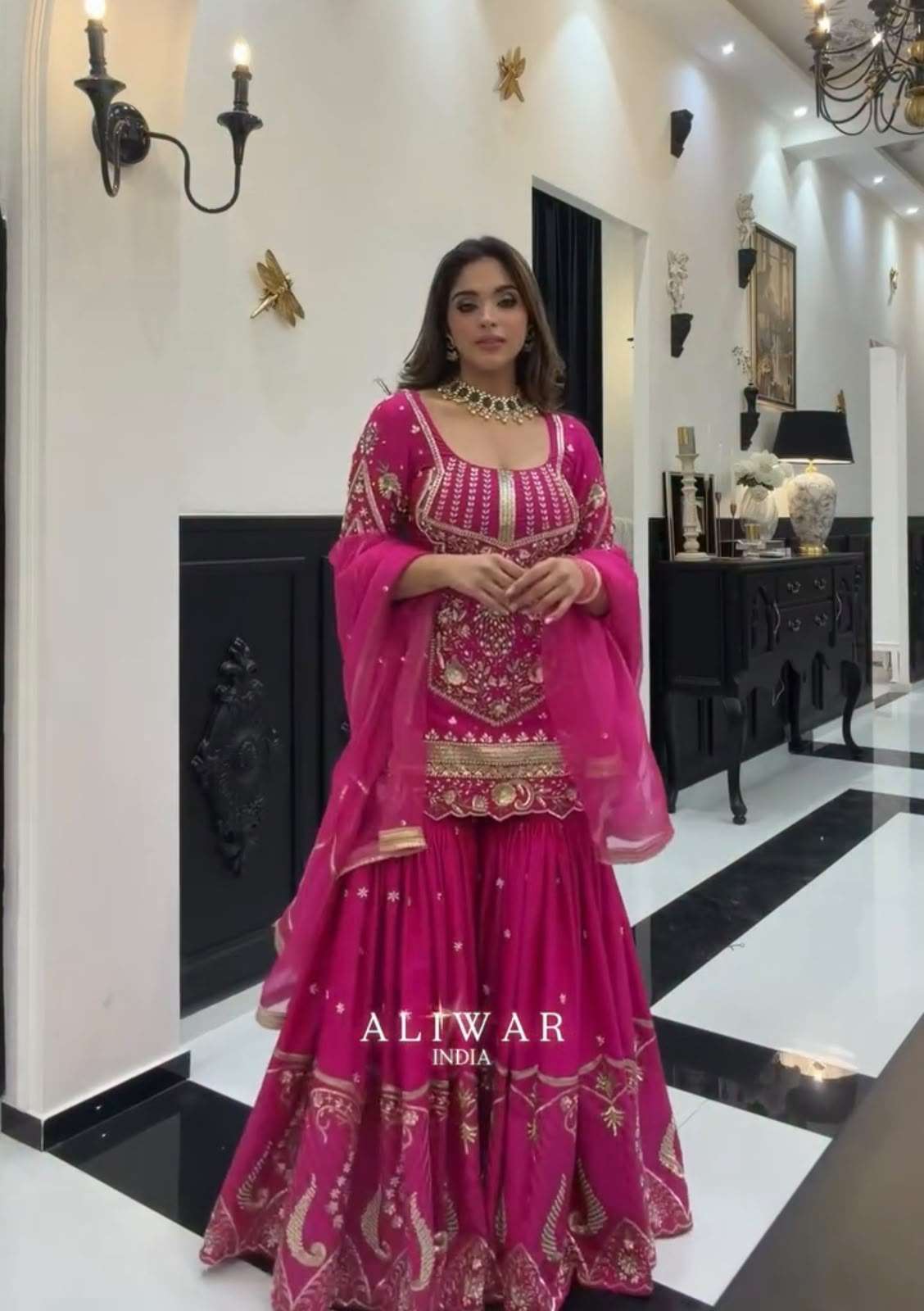 KF 1736 SEQUENCE WORK WITH FANCY TOP SHARARA DUPATTA SET FOR WOMEN RESELLER 