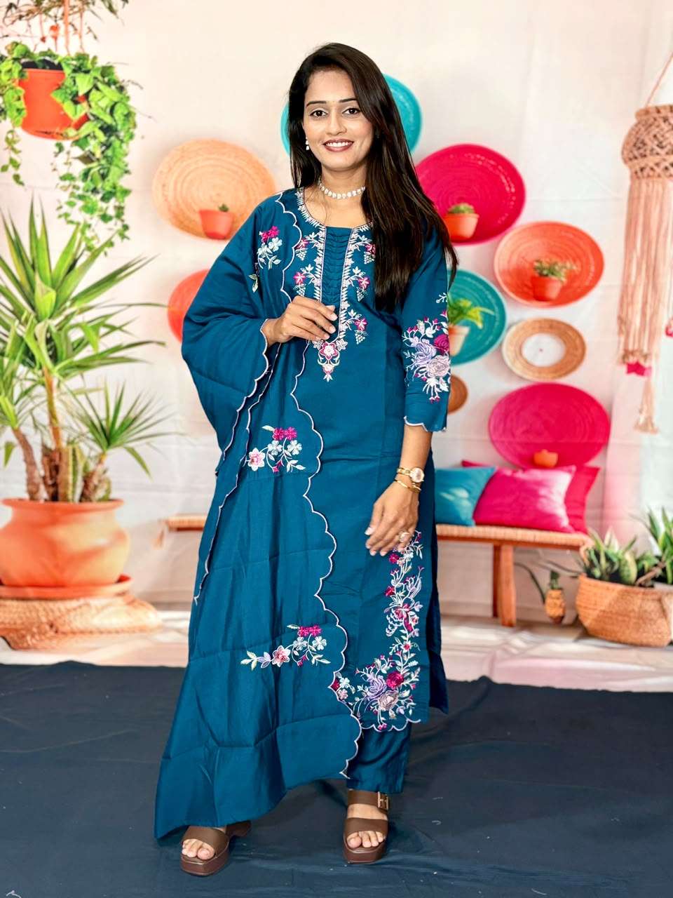 KF 2156 DESIGNER READYMADE BLUE 3 PIECE SUIT TO FESTIVAL DAY...