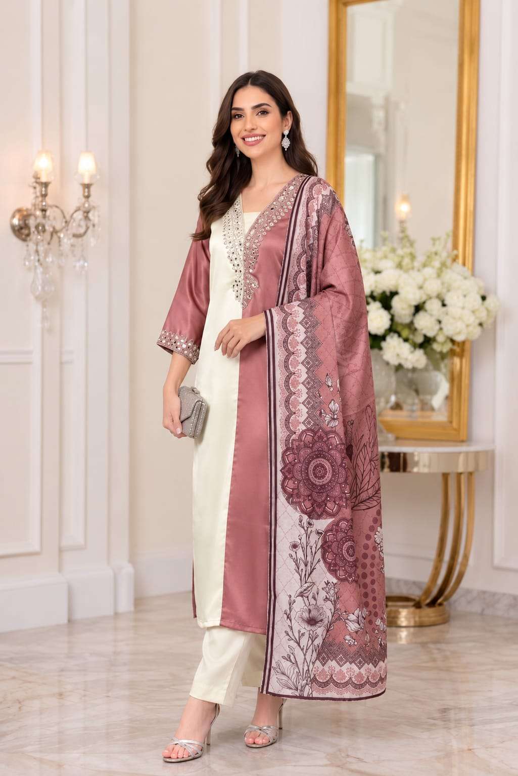 KHAS 170 SATIN READYMADE COLLECTION KURTI PANT SUIT EID WEAR EXPORT