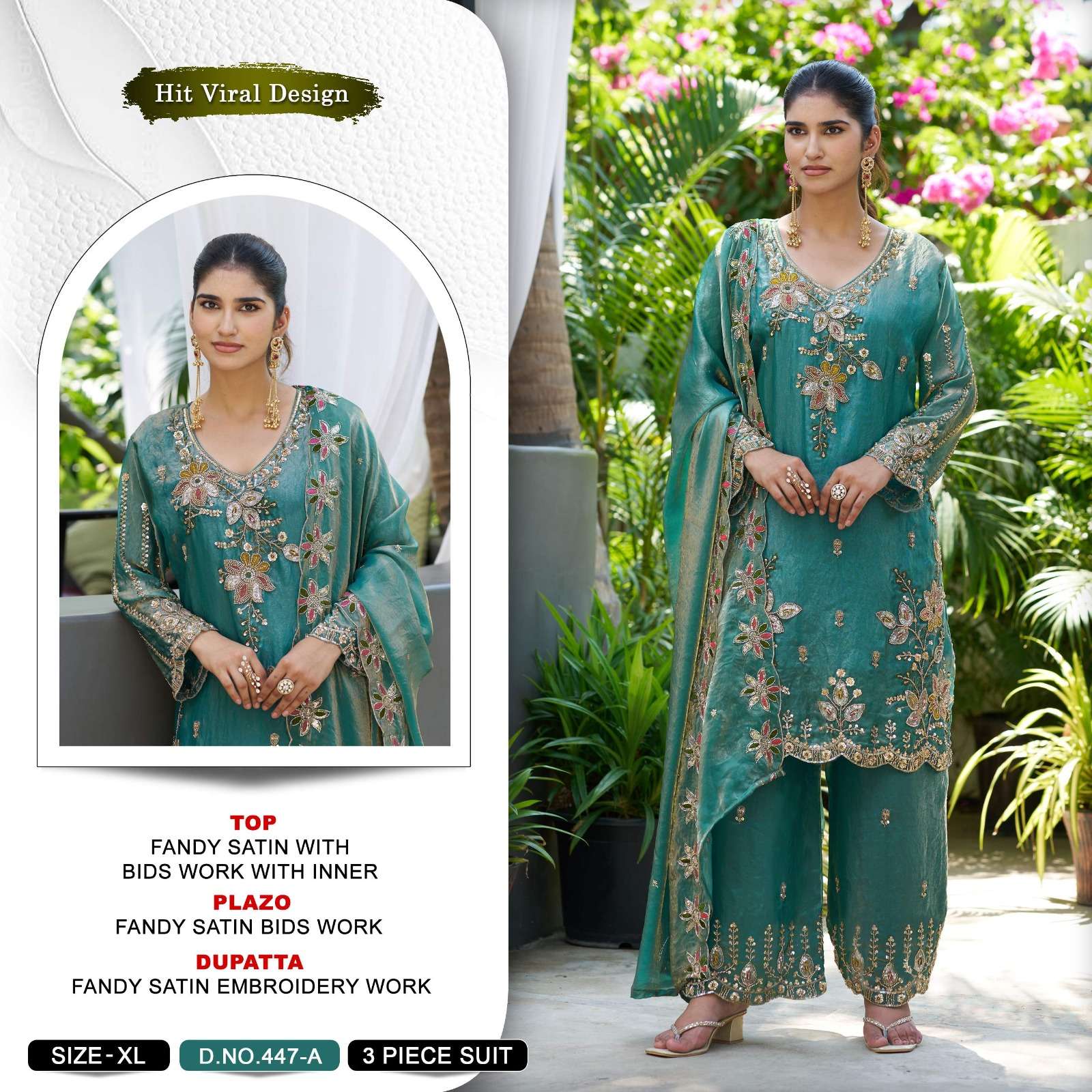 KHAS 447 READYMADE WEDDING COLLECTION SATIN BITS WORK SALWAR SUIT TOP BRAND SURAT 