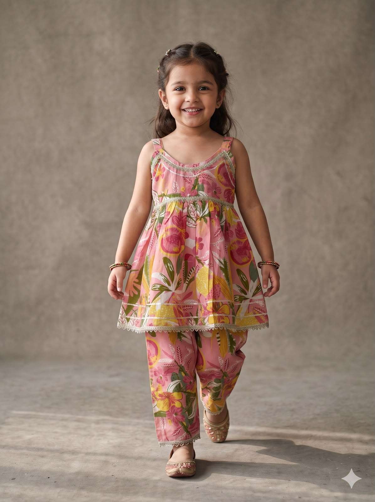 KIDS 16 COTTON FESTIVAL SEASON FANCY PALAZZO SET KIDS WEAR SUPPLIER US & UK