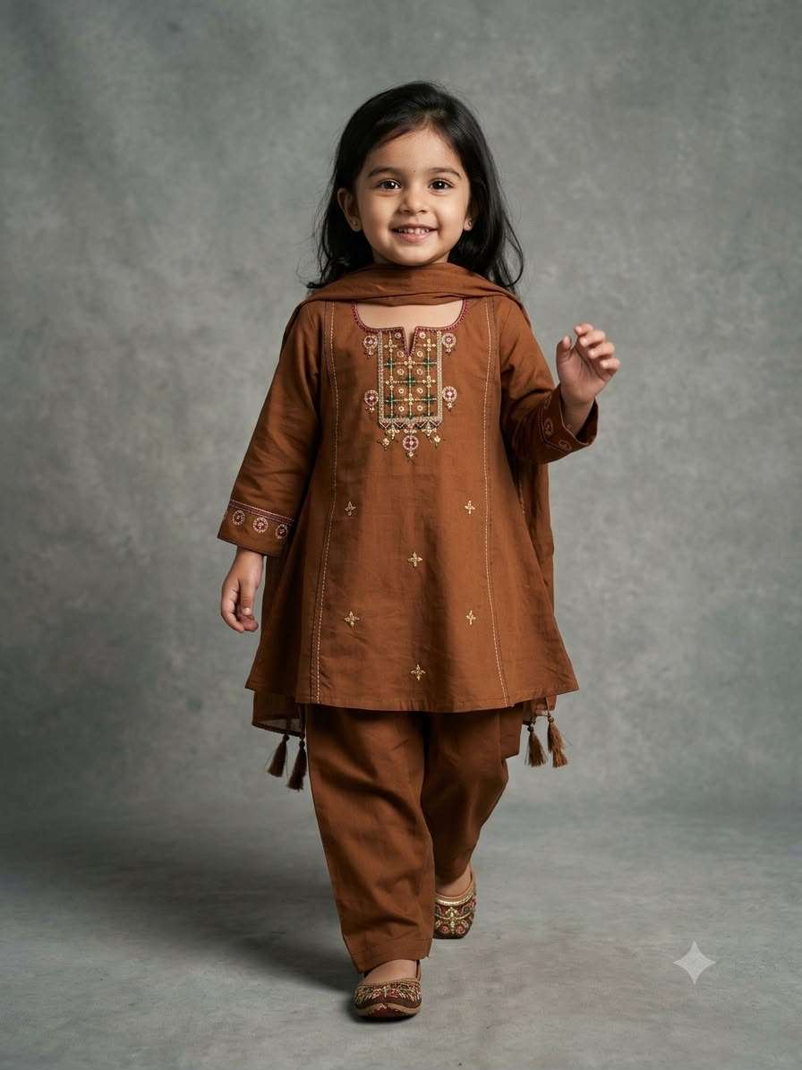 KIDS 18 PREMIUM ARTICLE FESTIVAL SEASON COTTON KURTI PALAZZO SUIT KIDS CLOTH