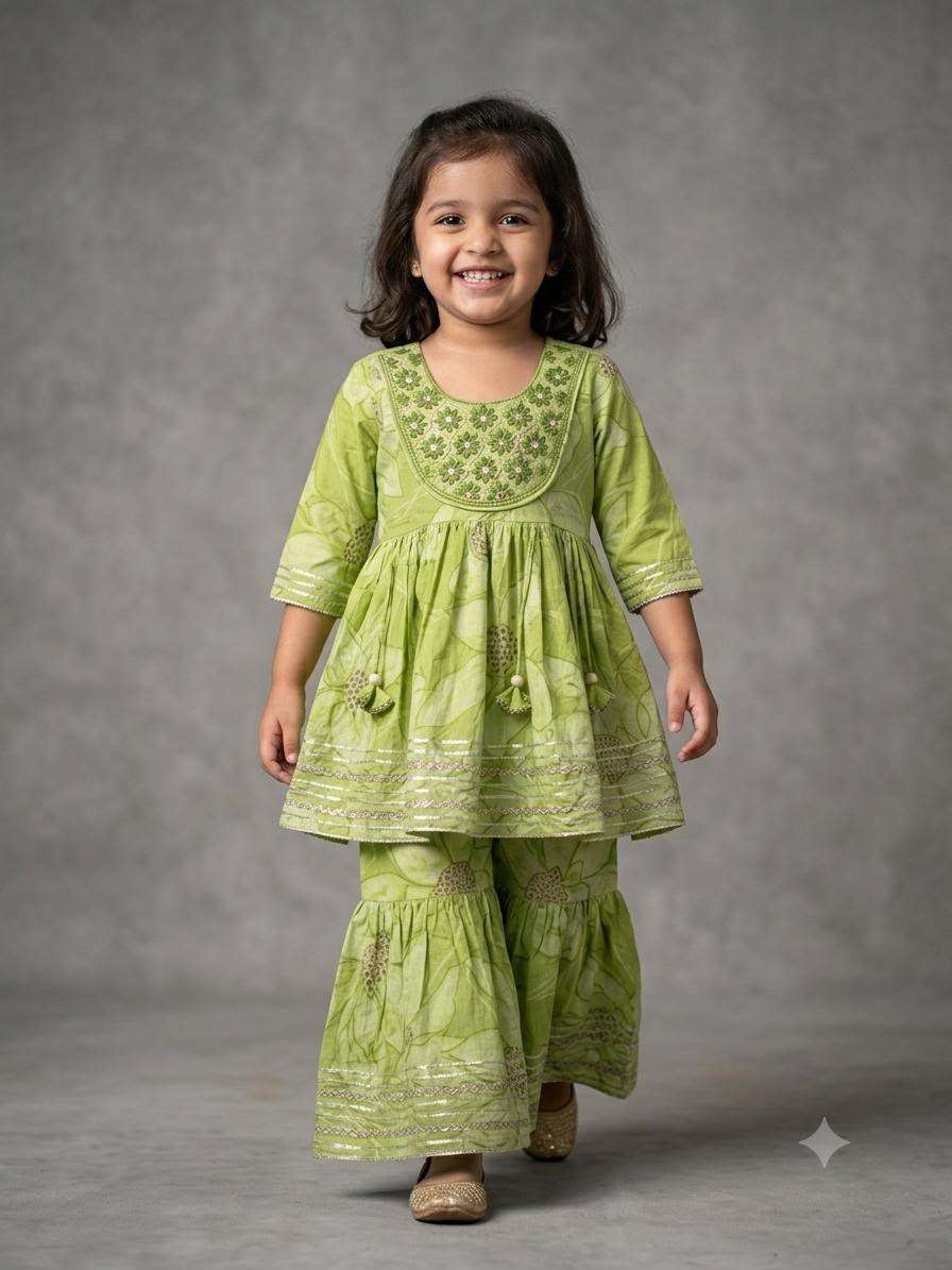 KIDS 20 EMBROIDERY CHOLI SHARARA SET WITH DUPATTA DIWALI PARTY WEAR KIDS 