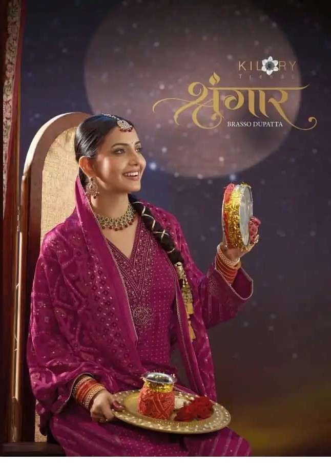 KILORY TRENDS SHRINGAR GAJJI SILK DIGITAL FOIL PRINT SUIT KARWA CHAUTH COLLECTION INDIA