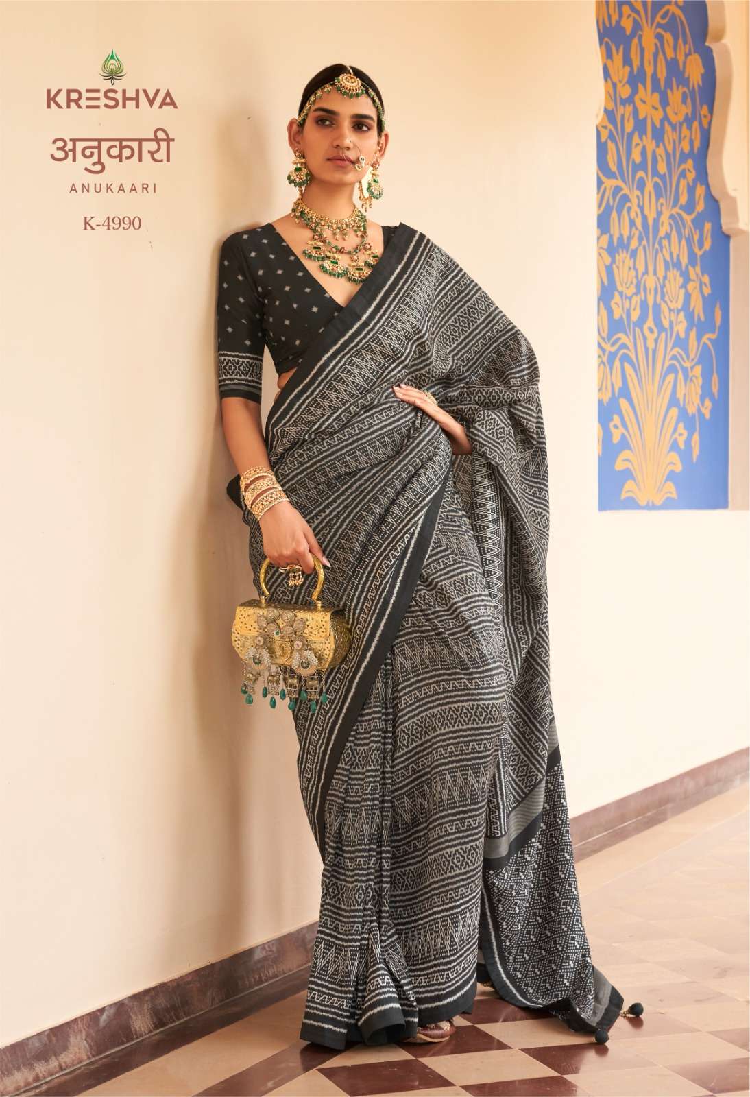  KRESHVA ANUKAARI HIGH QUALITY P V SILK FABRIC SAREE WHOLESALE IN SURAT