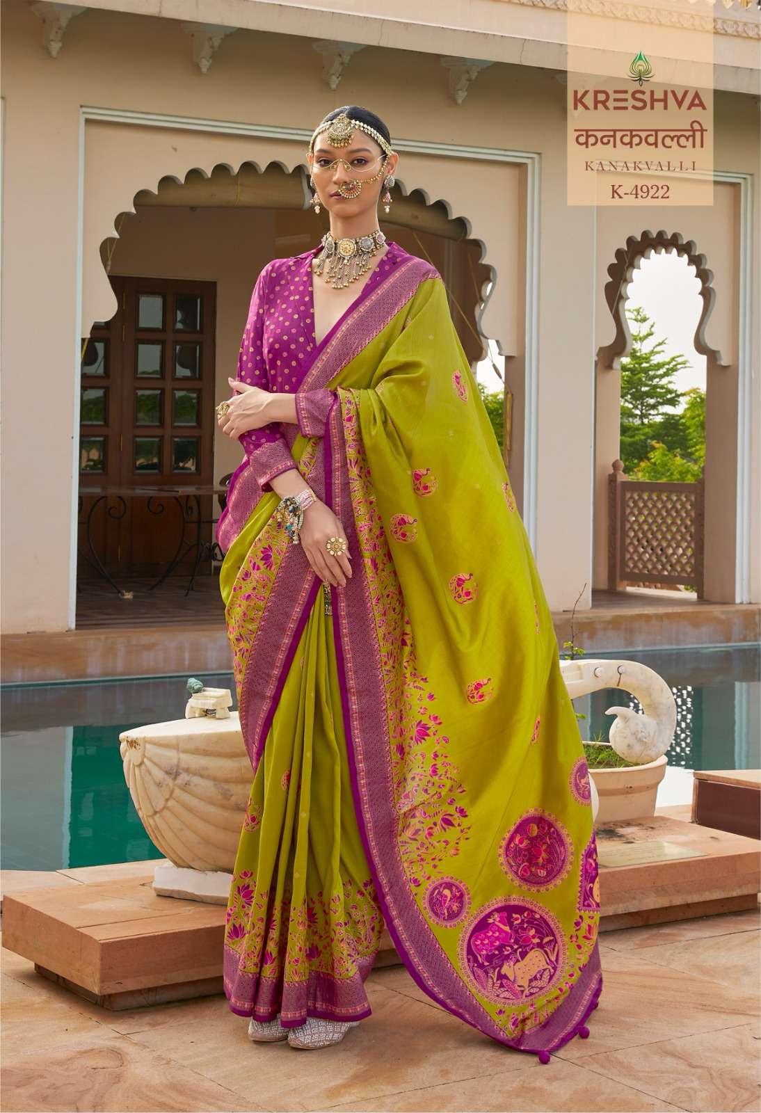 KRESHVA KANAKVALLI SIGMA SILK FABRIC WITH CLASSIC POSITION PRINT ON SAREE SUPPLIER IN SURAT