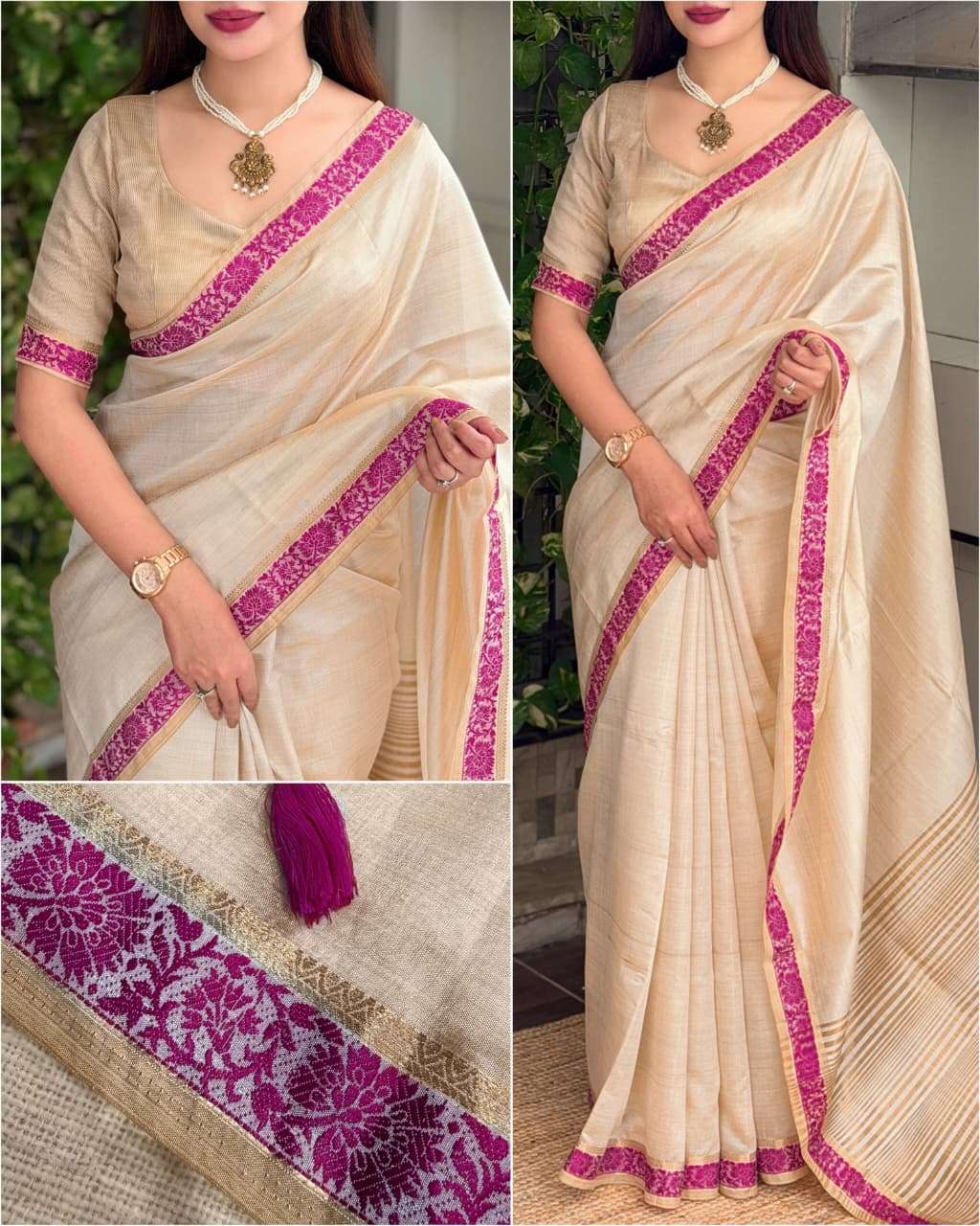 kusum this stunning tusser cotton soft fabric saree reseller in surat