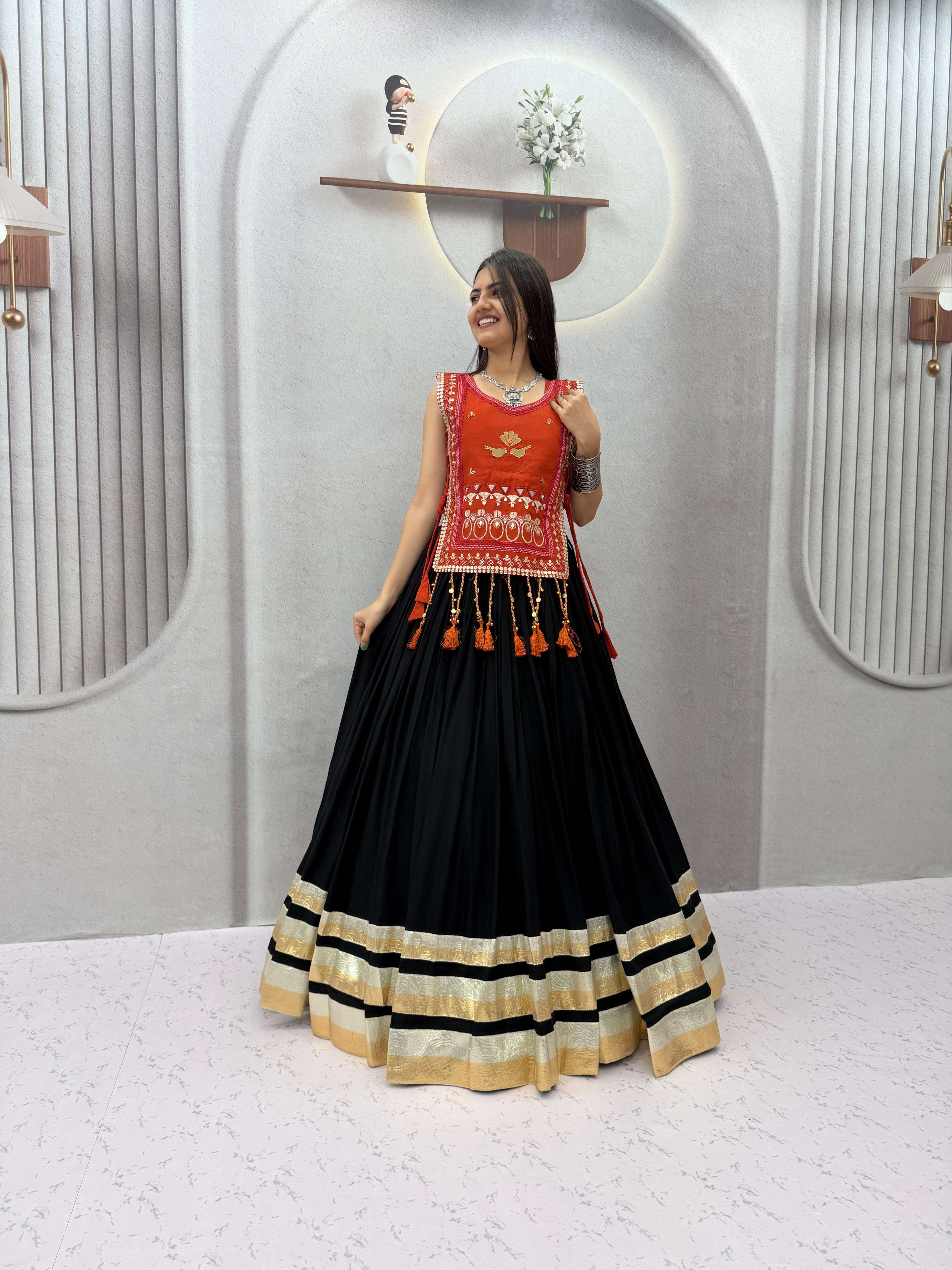 Launching Navratri Special wear pure cotton fabric Lehenga choli reseller in surat 608
