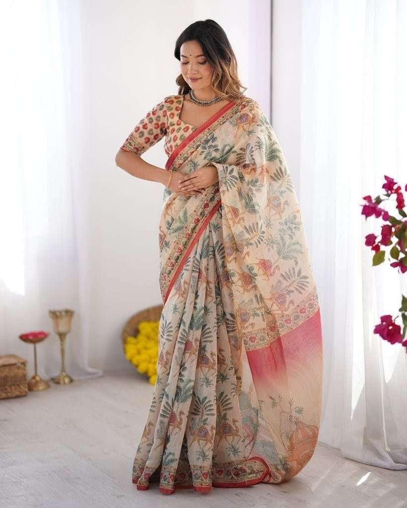  Linen Tissue Silk fabric Saree reseller in surat TWT1105