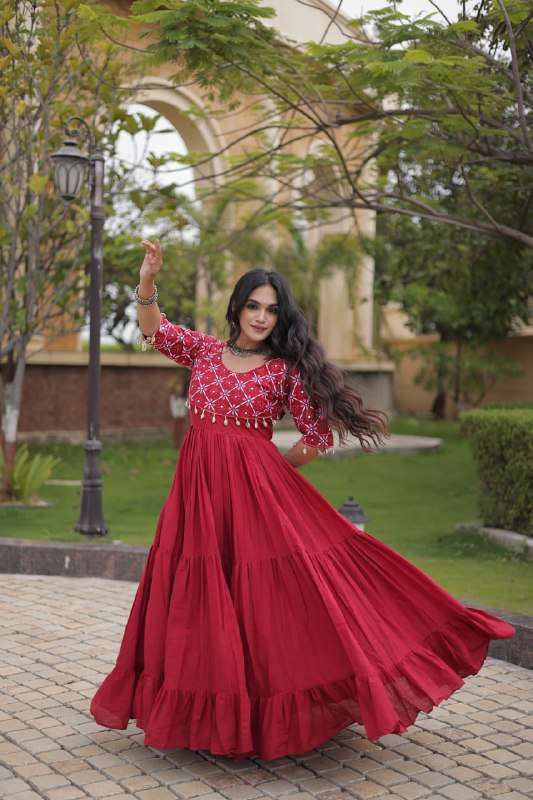 LW 9349 KORA COTTON WITH MULTI WORK NAVRATRI GOWN COLLECTION FOR GARBA GUJARAT NIGHT