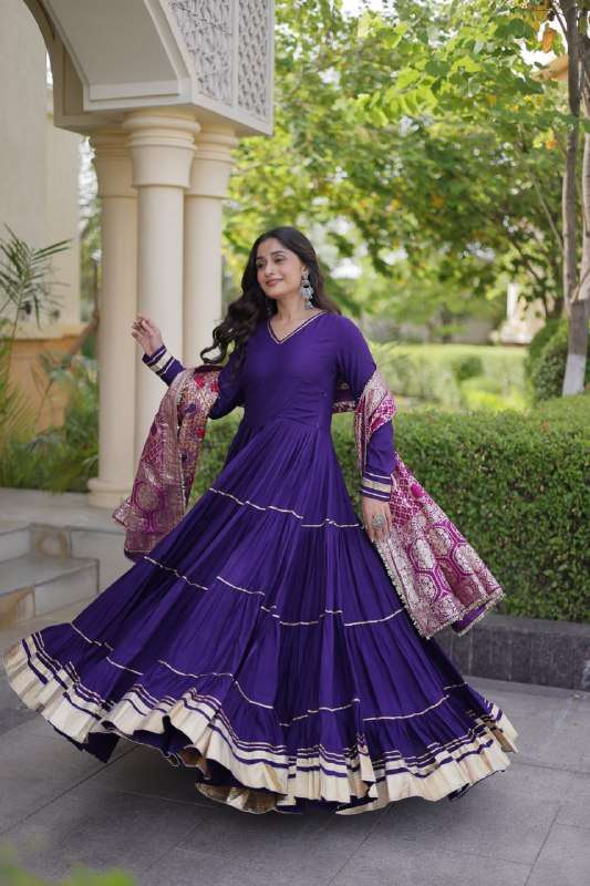 LW 9356 RAYON WITH GOTA PATTI GOWN WITH DUPATTA COLLECTION SHOP IN SURAT