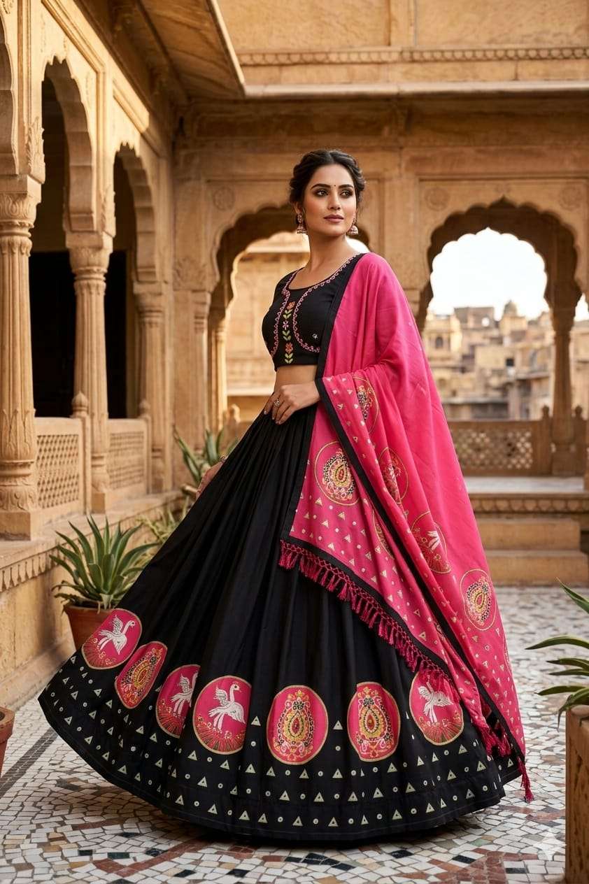 made of cotton fabric Lehenga choli Collection in wholesale ...