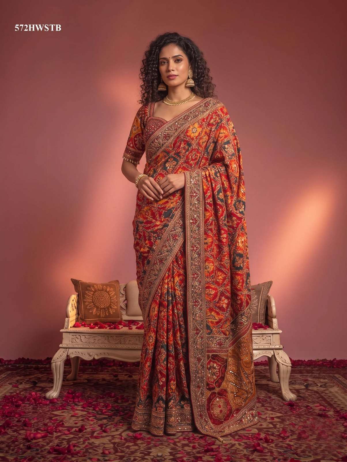 MAHOTSAV NIMAYA RAJWADI VOL 5 NATURAL CREPE FANCY FABRIC SAREE WHOLESALE IN SURAT