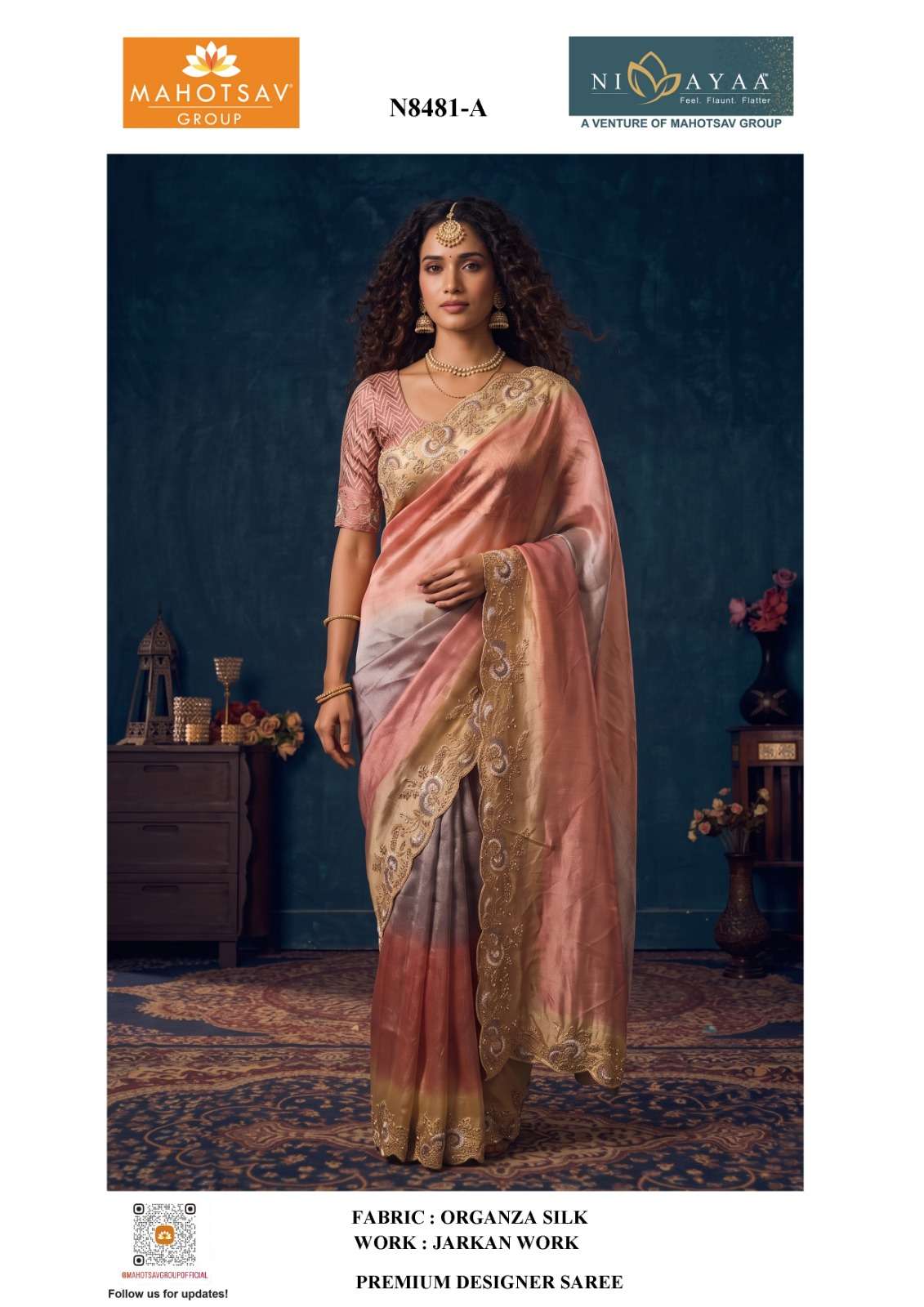  MAHOTSAV NIMAYA SANSKRITI VOL 01 ORGANZA SILK FABRIC SAREE RESELLER IN SURAT