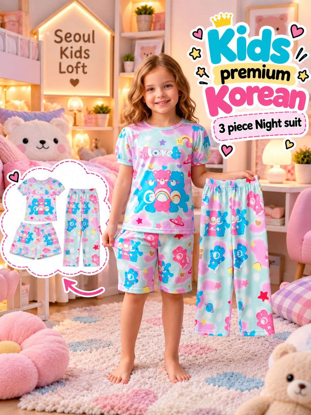 MALAI PREMIUM KIDS KOREAN NIGHT SUITS EVERYDAY COMFORT SUITS WORLDWIDE SHOP
