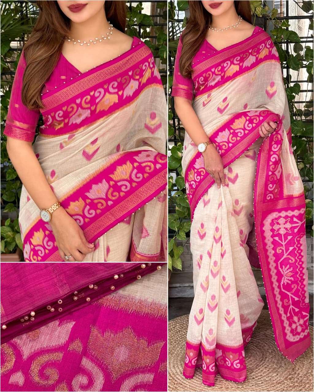 Manvi linen cotton beautiful fabric saree wholesale in surat