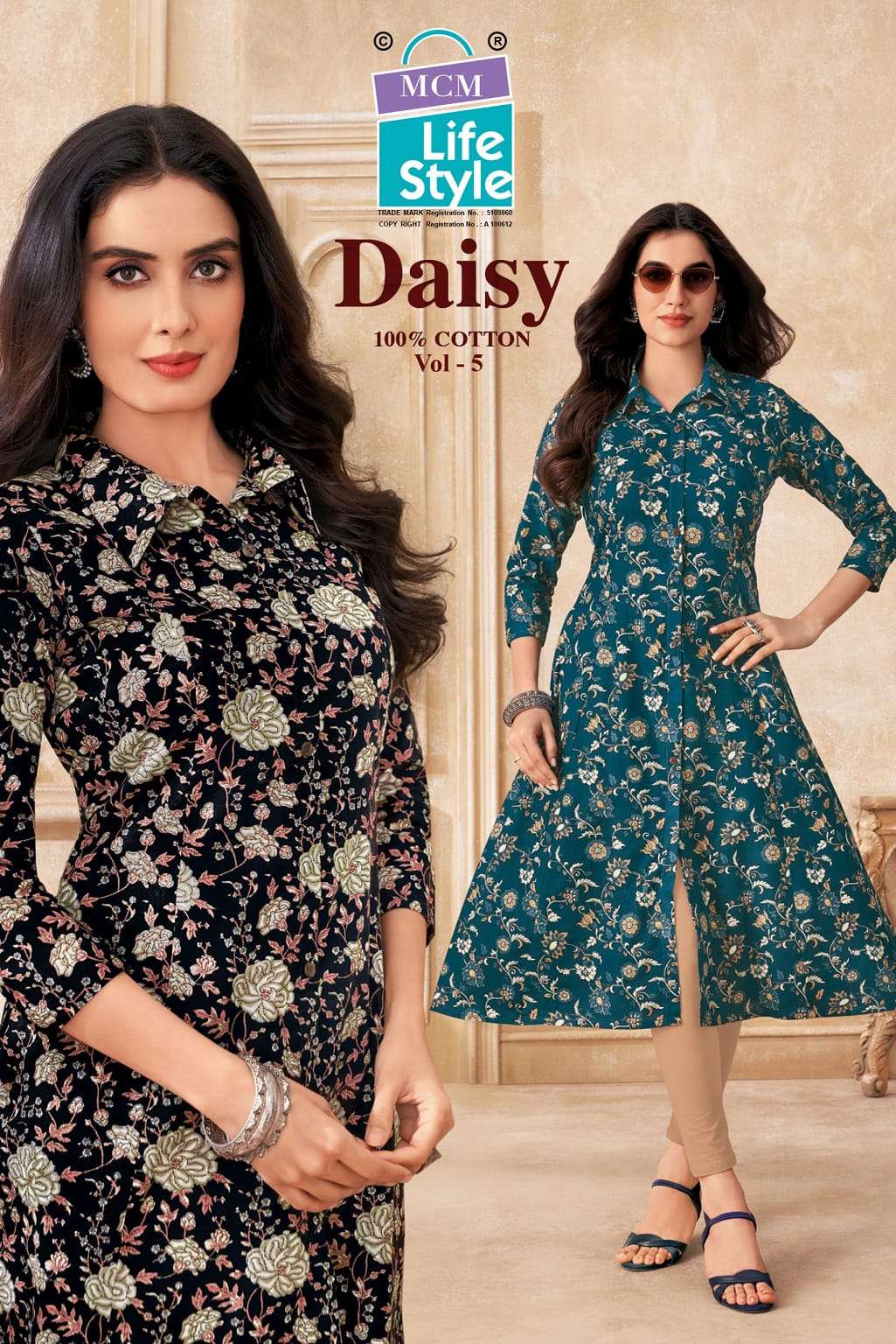 MCM DAISY VOL 5 REGULAR CLOTHING COTTON PRINT A LINE KURTI WOMEN OFFICE LIFE ONLINE