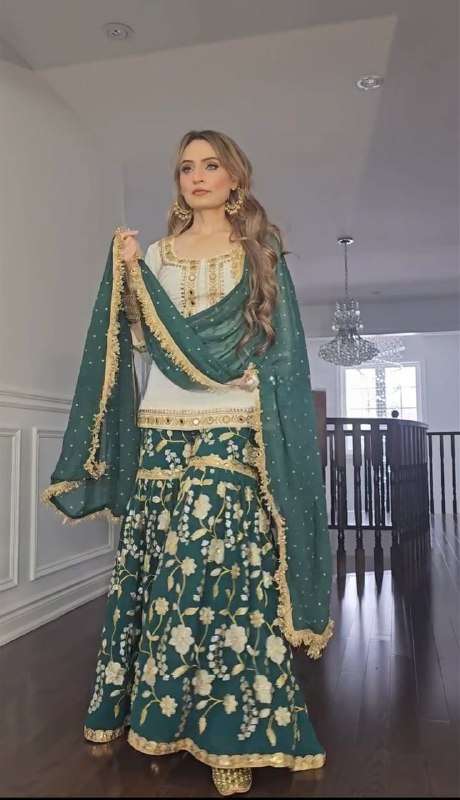 MD 3030 RUKAIYA BEGUM STYLE SHARARA MALAY SILK 5MM SEQUENCE SHARARA SUIT BUY WHOLESALE