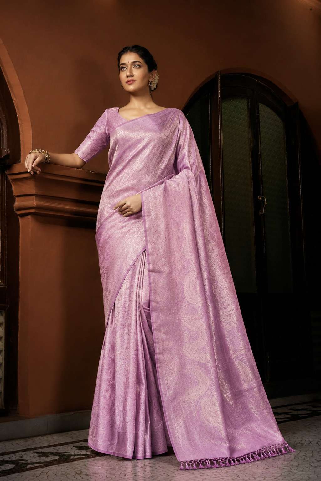 Meher Silk Satin Silk With Self Handloom Weaving Saree reseller in surat