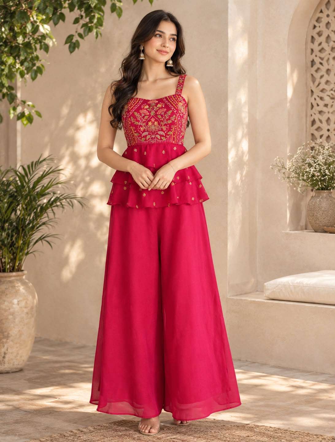 MOHILYA ELITE STUDIO DESIGNER HEAVY PEPLUM MAXI GOWN PALAZZO DIWALI PARTY WEAR DEALER