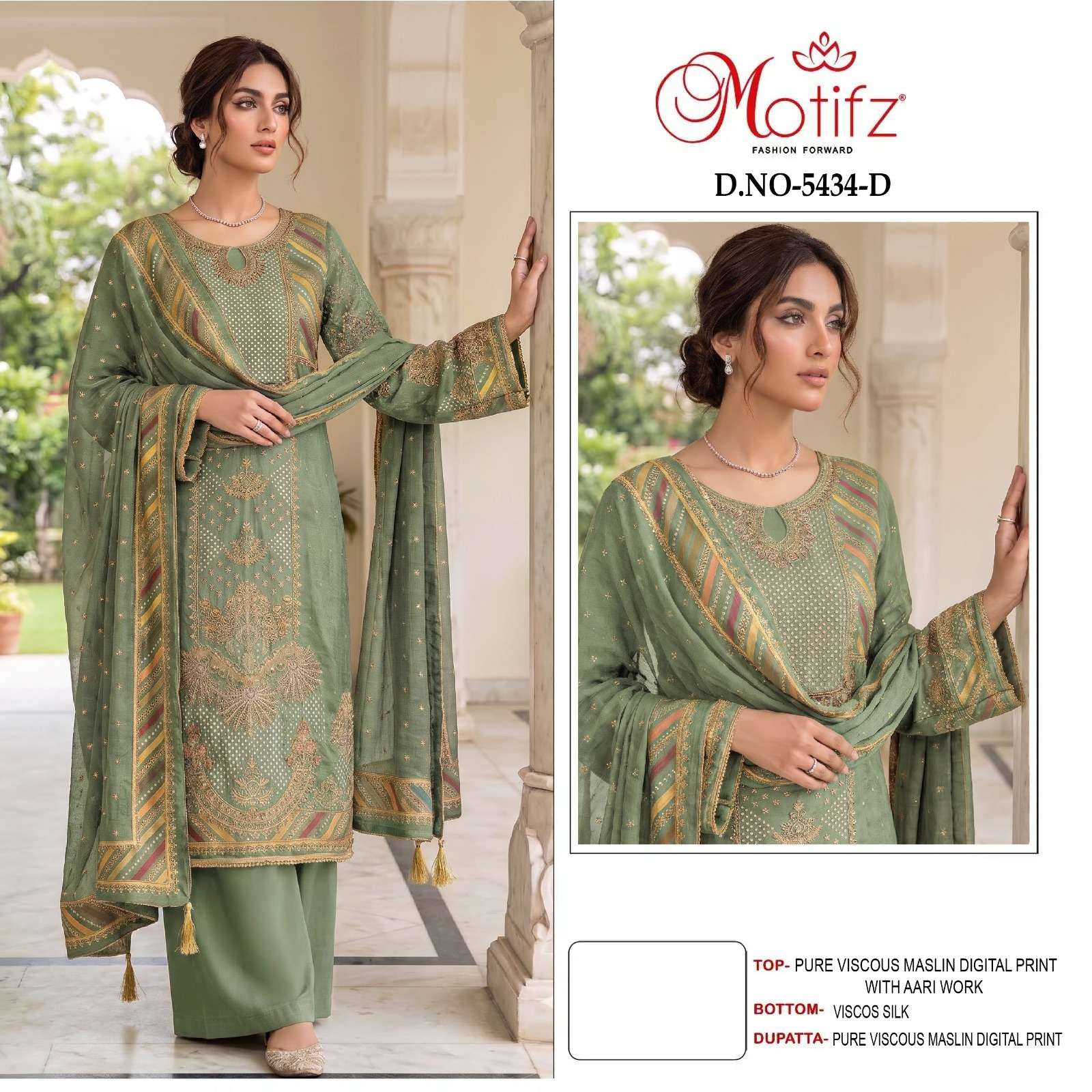 MOTIFZ 5434 VISCOSE MASLIN DESIGNER UNSTITCH SUIT FOR LADIES FESTIVAL DEALER SET