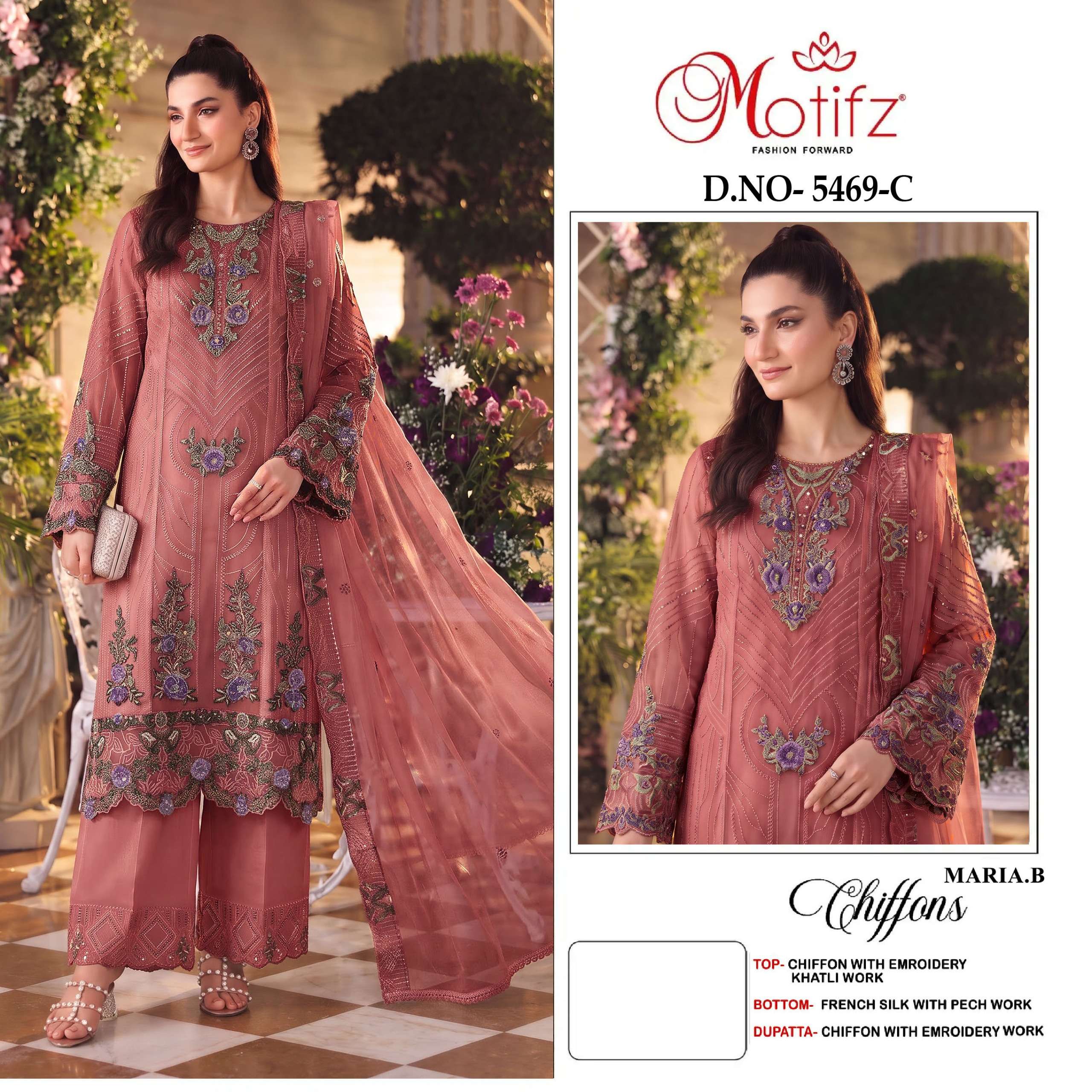 MOTIFZ 5469 SIFFON EMBROIDERY KHATLI WORK SALWAR SUIT FOR WOMEN FESTIVAL SHOP
