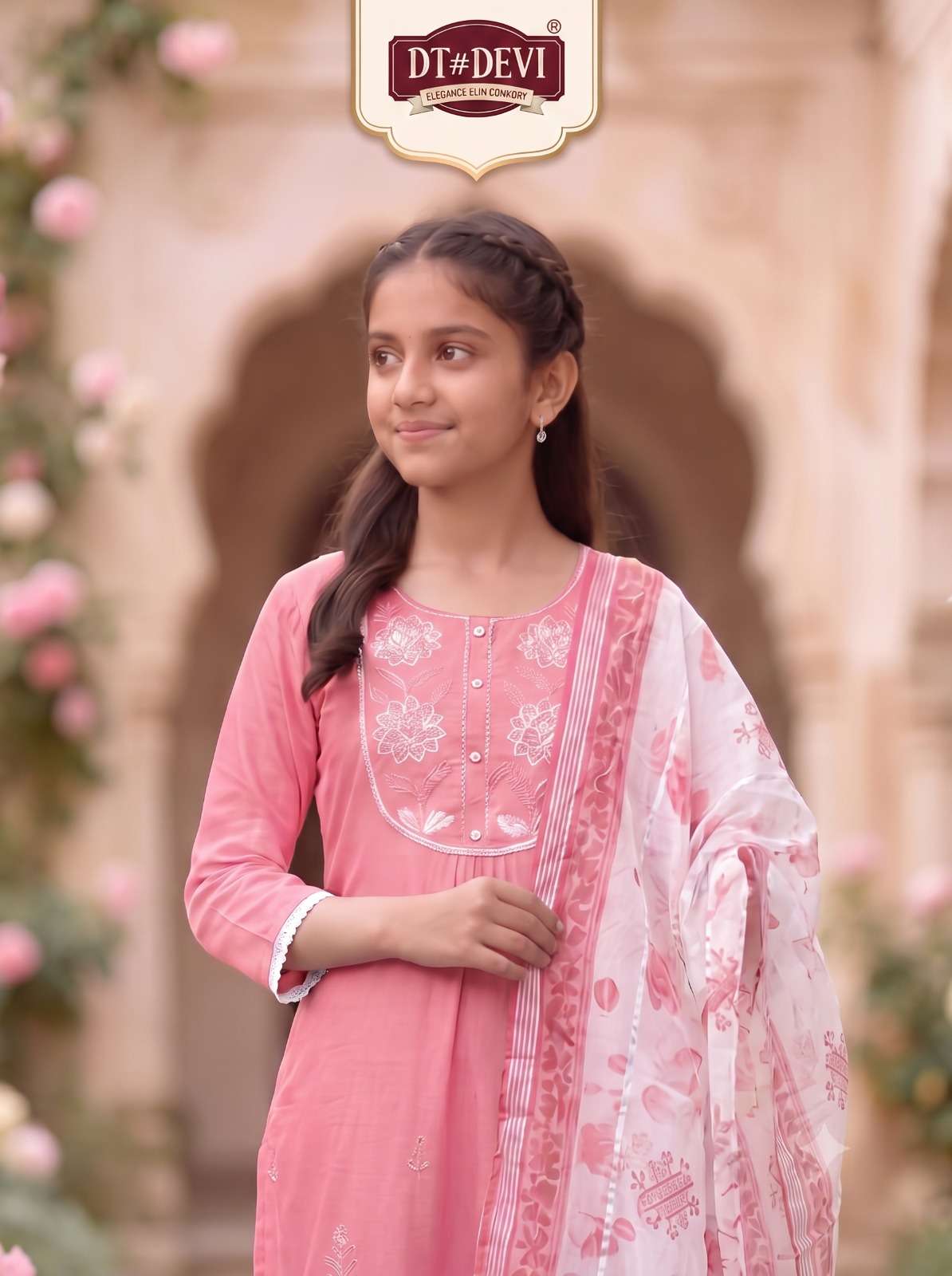 MRINALI 2 PANT SET 10369 MUL CHANDERI SALWAR SUIT FOR KIDS CLASSIC STORE INDIAN