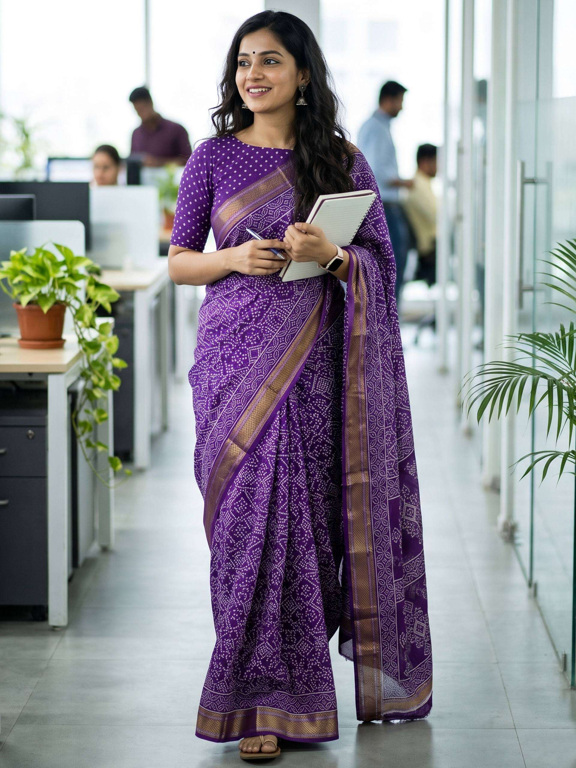 Mul Cotton fabric with Traditional Rich Bandhej print on saree prisha