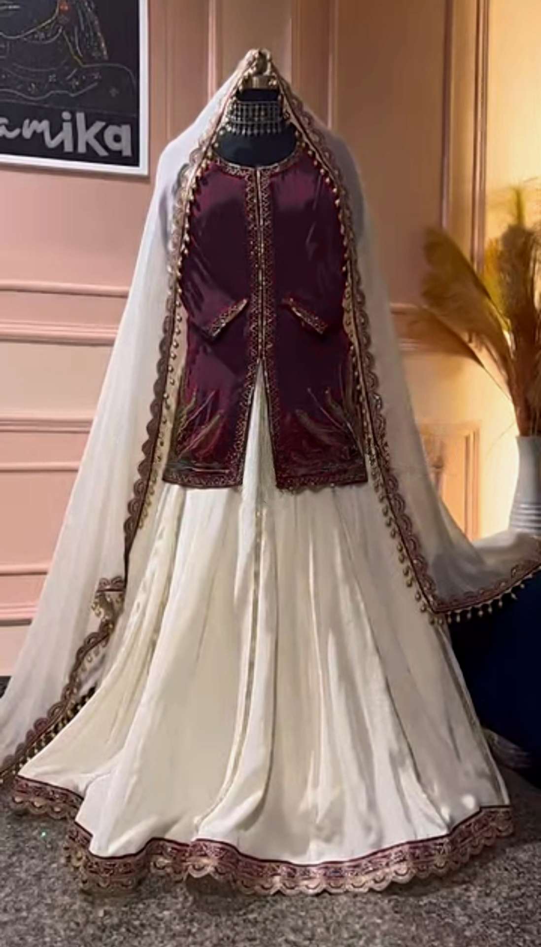 Muslim wedding wear Top and Lehenga in Natural Crepe Silk fabric reseller in surat ND 3040 