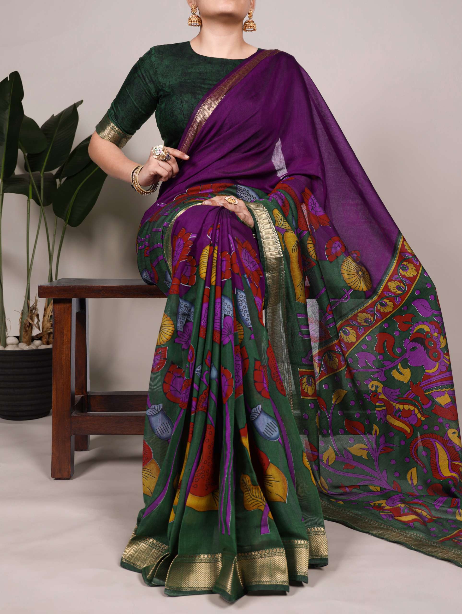 Nature s art in every weave Polyester Viscose Chanderi fabric saree reseller in surat 7036