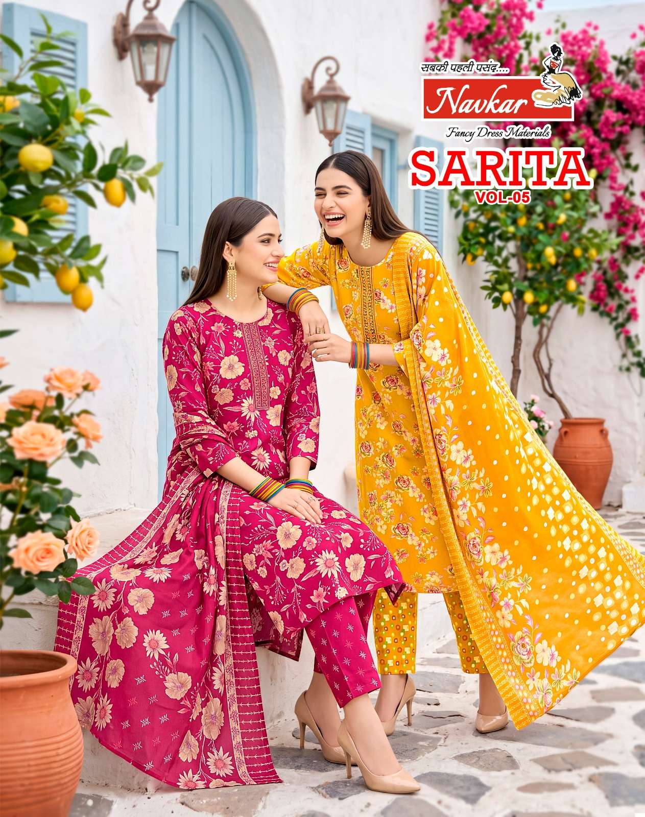 NAVKAR SARITA VOL 5 REDYMADE CATALOGUE MALESIYAN COTTON PRINT SALWAR SUIT EFFORTLESS ALL DAY