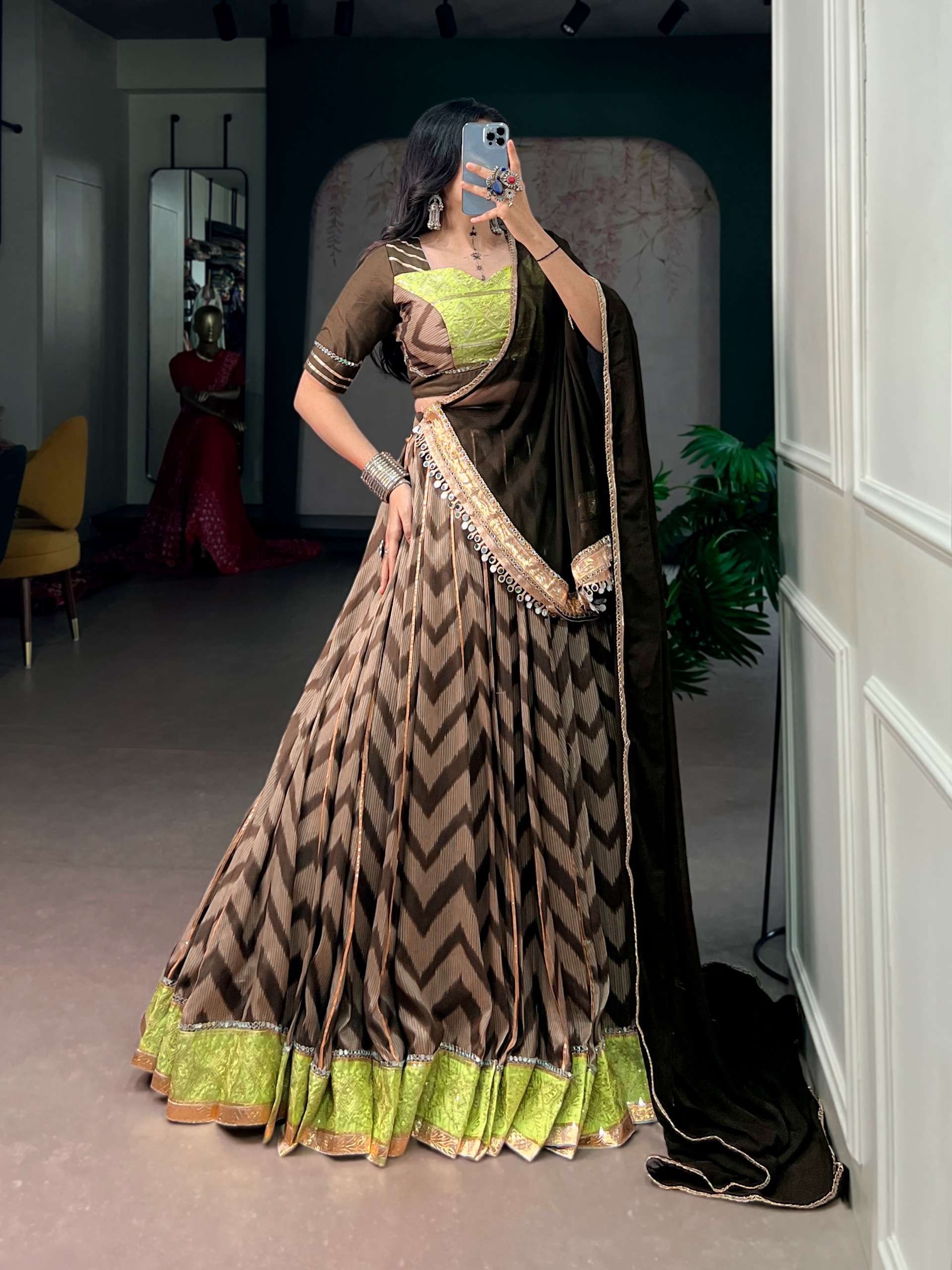 Navratri festive wear special Tassar Silk fabric lehenga choli wholesale ins surat 1771