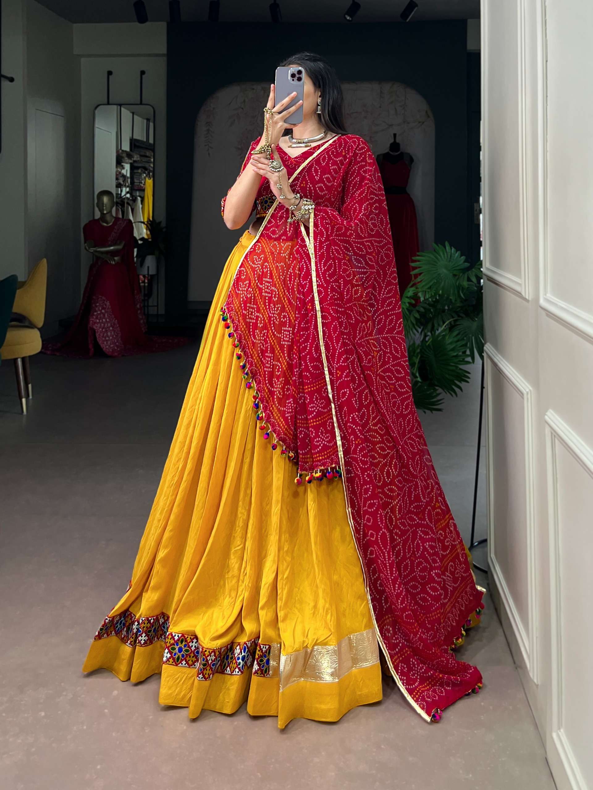 Navratri style in this elegant Chanderi fabric caniya choli supplier in surat 1709
