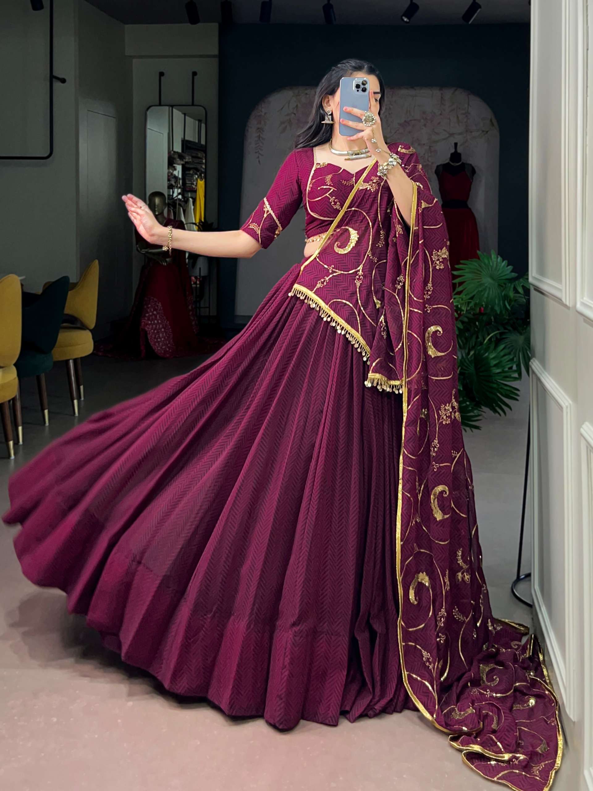 Navratri wear elegant Lightweight fancy Pink Colour fabric Lehenga Choli Wholesale In Surat 1717